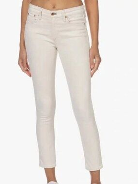 Rag & Bone Womens Jeans Size 24 Ecru Cate Mid Rise Skinny Ankle Stretch Cotton